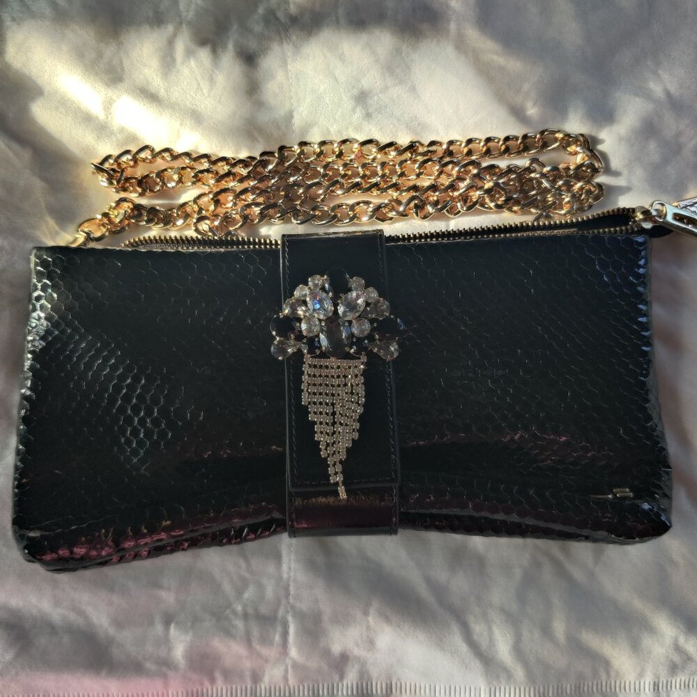 Jorge Bischoff Black Jeweled Clutch